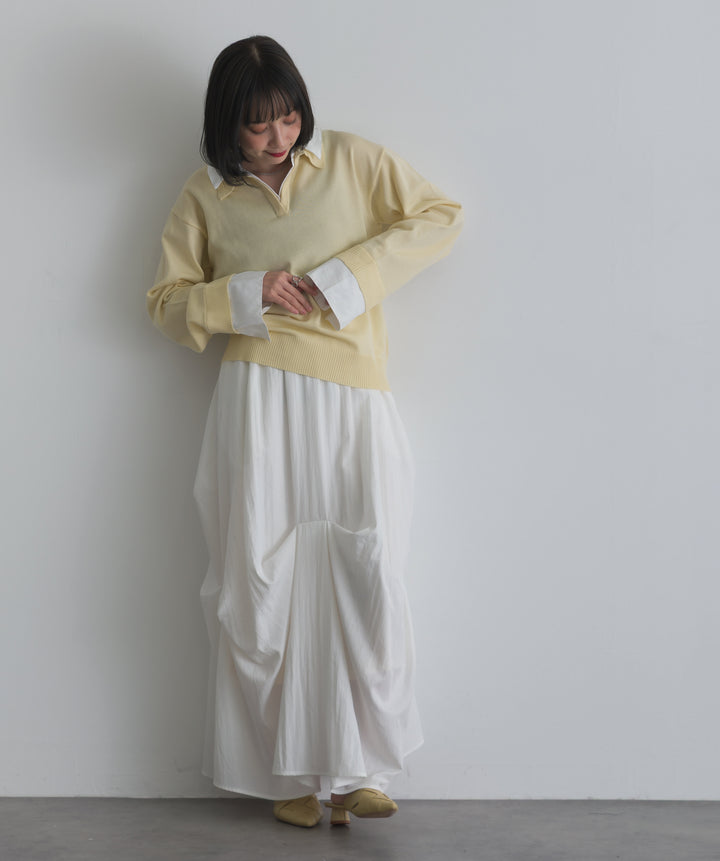 シャツ切替レイヤードプルオーバー