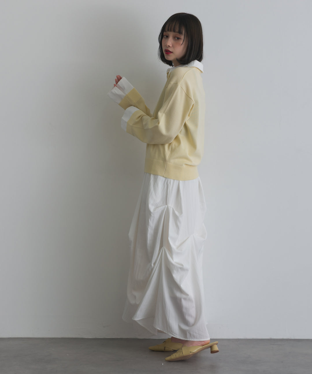 シャツ切替レイヤードプルオーバー