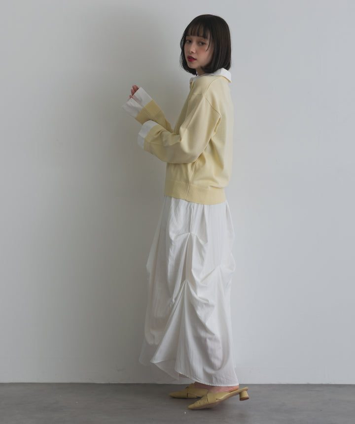 シャツ切替レイヤードプルオーバー