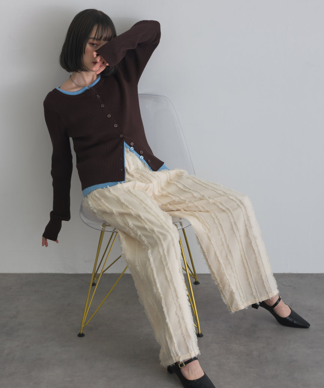 フリンジジャガードパンツ