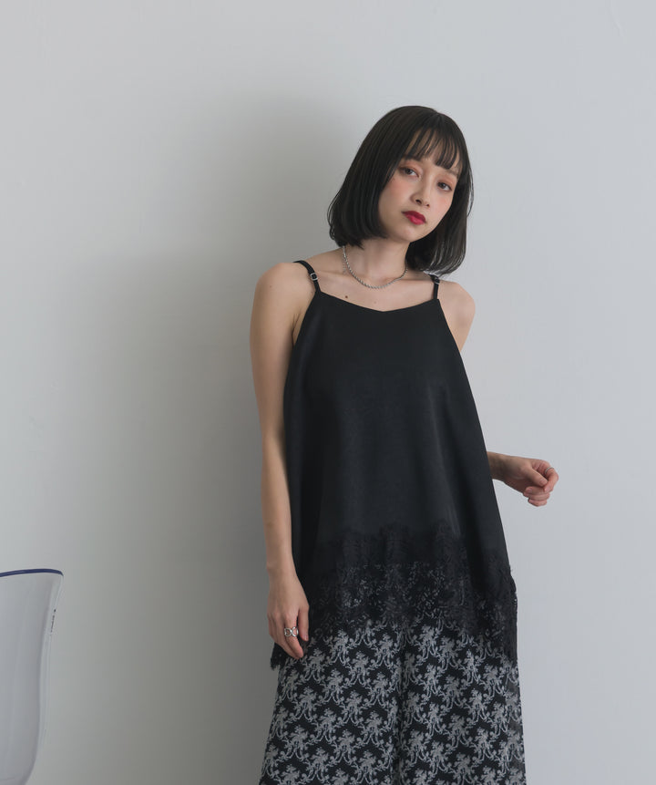 レースヘムロングキャミソール