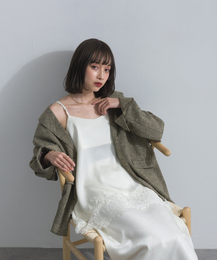 レースヘムロングキャミソール