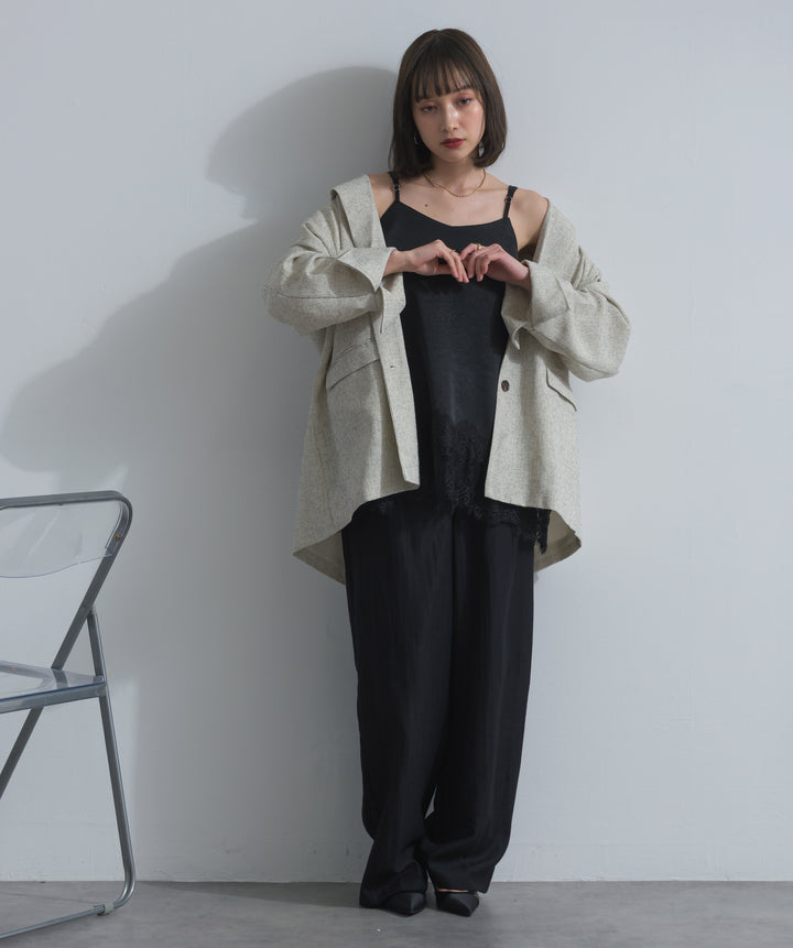 レースヘムロングキャミソール