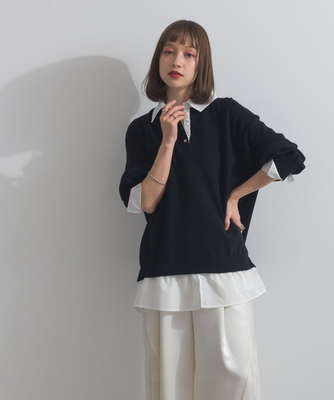 シャツドッキングニットプルオーバー