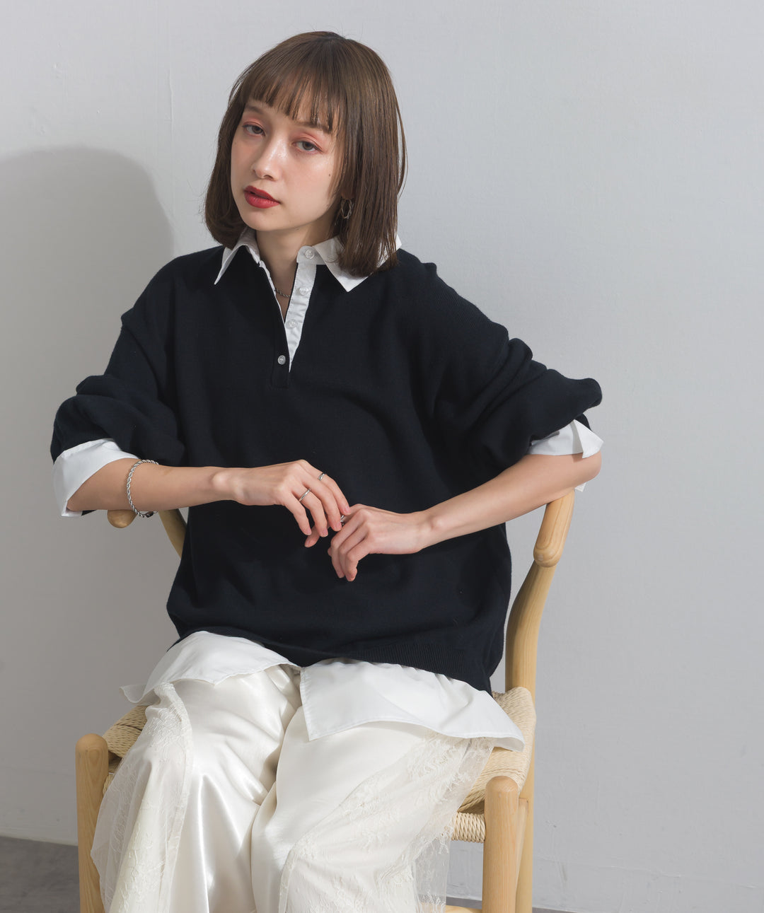 シャツドッキングニットプルオーバー