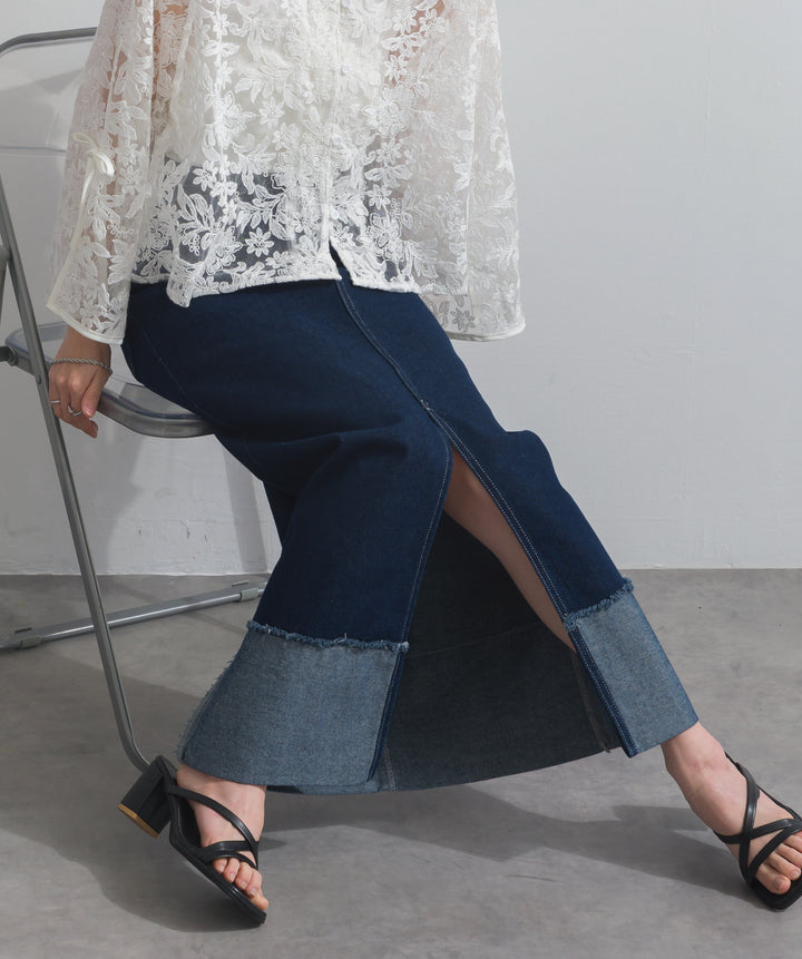 ロールアップデザインデニムスカート