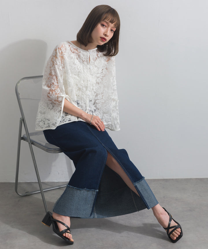 ロールアップデザインデニムスカート