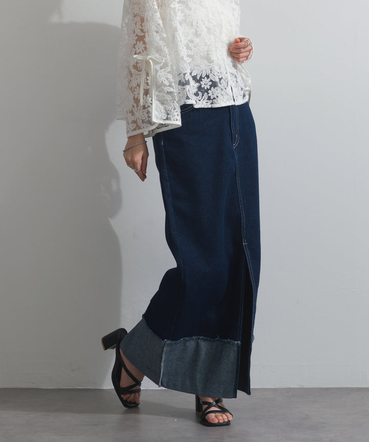 ロールアップデザインデニムスカート