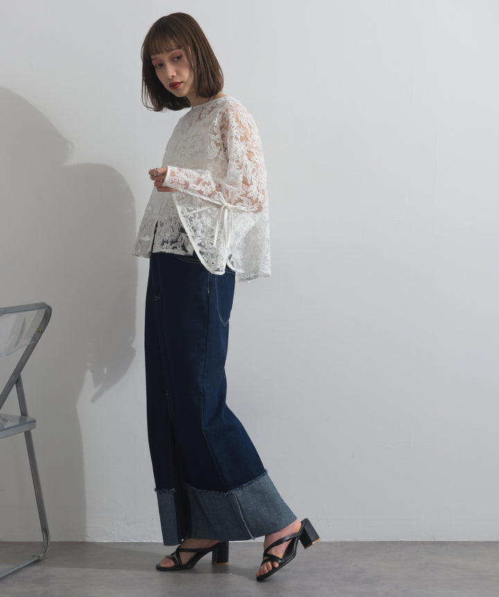 ロールアップデザインデニムスカート