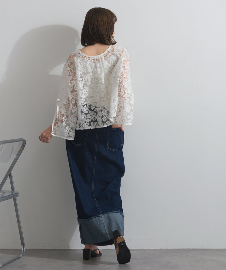 ロールアップデザインデニムスカート