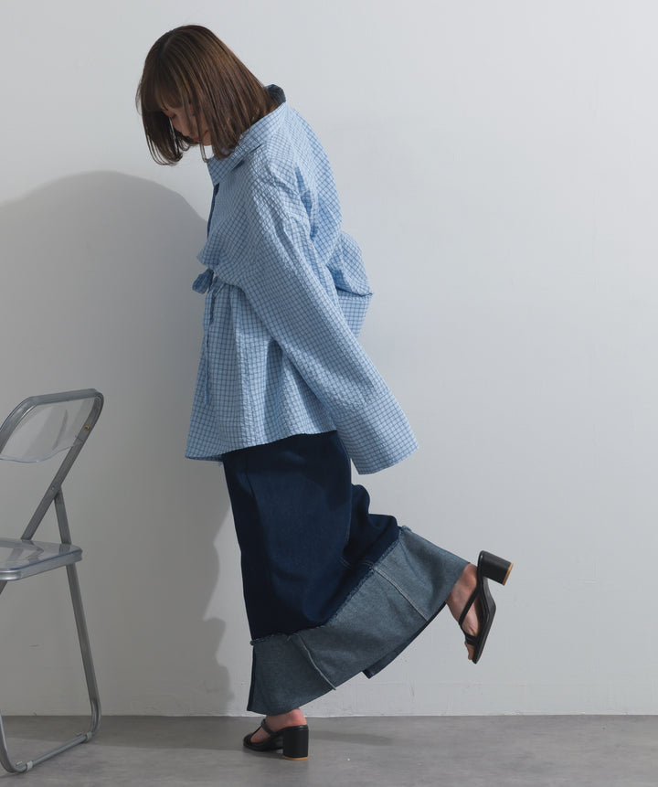 ロールアップデザインデニムスカート