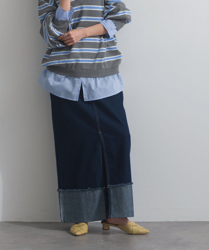 ロールアップデザインデニムスカート