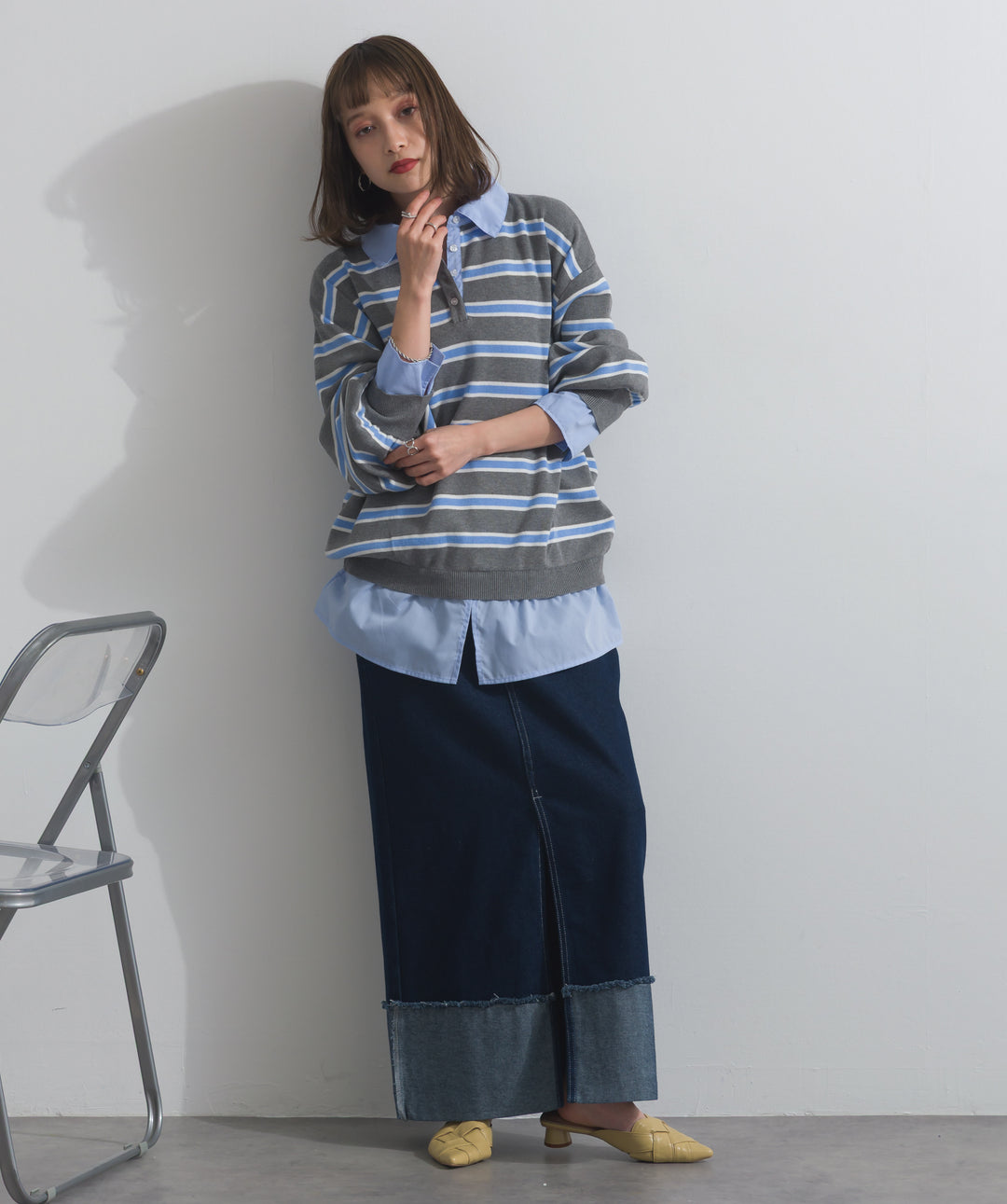 シャツドッキングニットプルオーバー