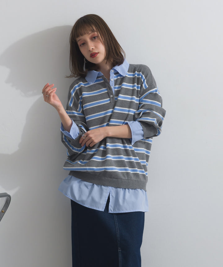 シャツドッキングニットプルオーバー