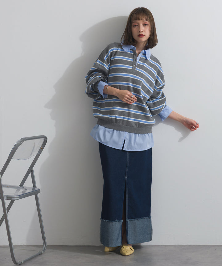 ロールアップデザインデニムスカート