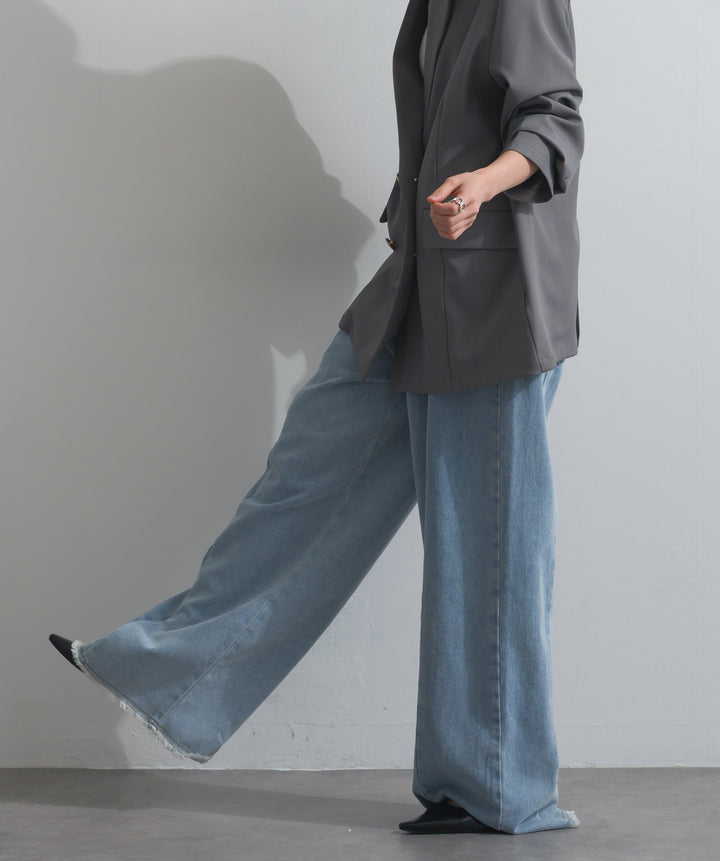 【SET】ダブルテーラードジャケット+ツートーンバイカラーデニムパンツ(2set)