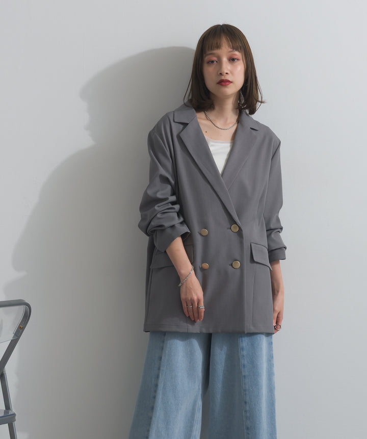 【SET】ダブルテーラードジャケット+ツートーンバイカラーデニムパンツ(2set)