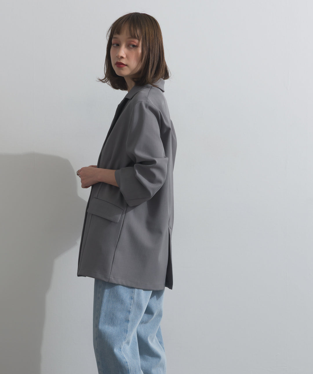 【SET】ダブルテーラードジャケット+ツートーンバイカラーデニムパンツ(2set)