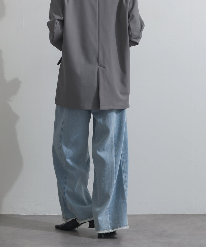 【SET】ダブルテーラードジャケット+ツートーンバイカラーデニムパンツ(2set)