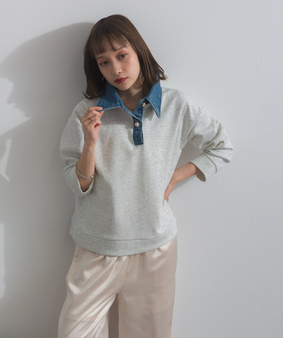 デニムドッキングポンチプルオーバー