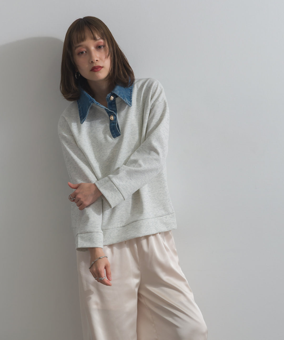 デニムドッキングポンチプルオーバー