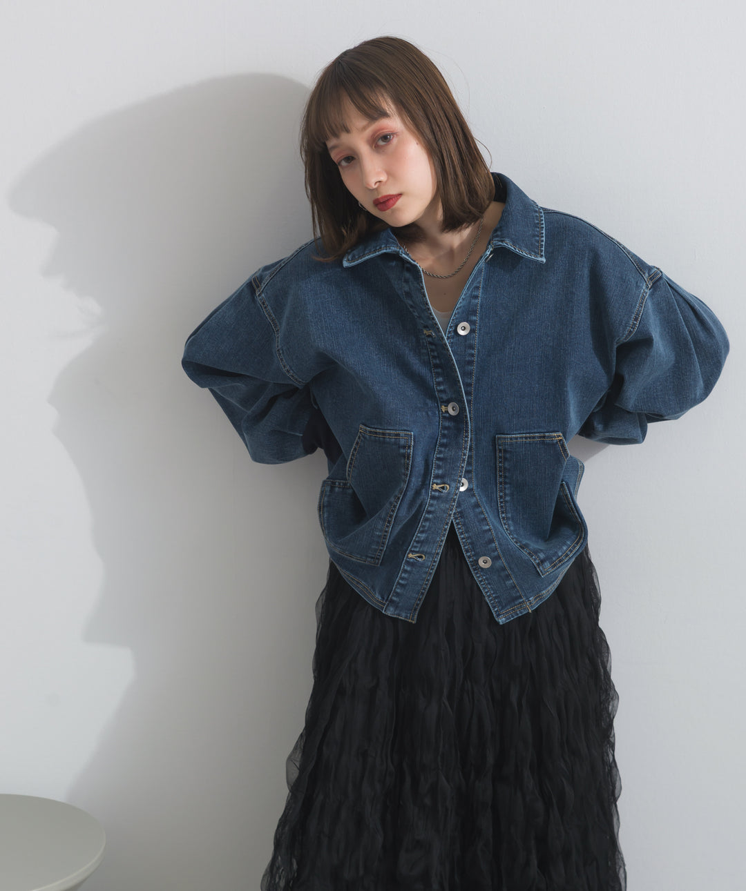 リブスリーブデニムジャケット