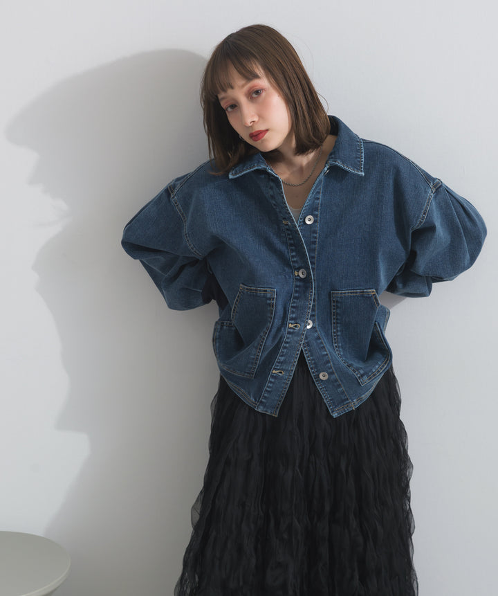 リブスリーブデニムジャケット