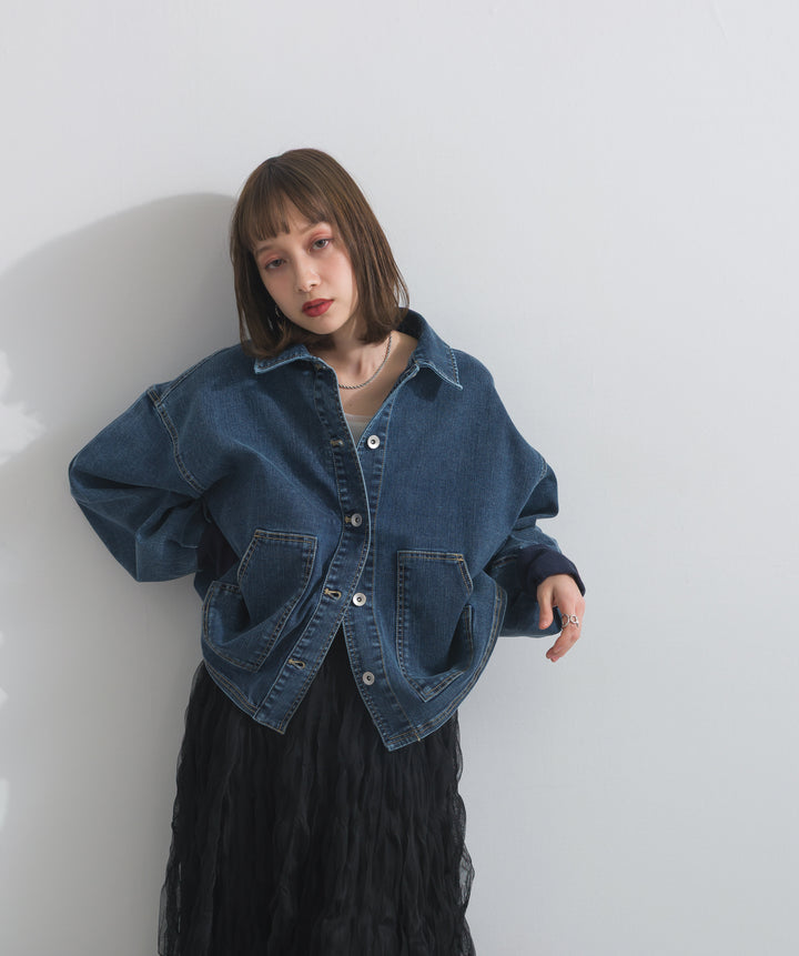 リブスリーブデニムジャケット