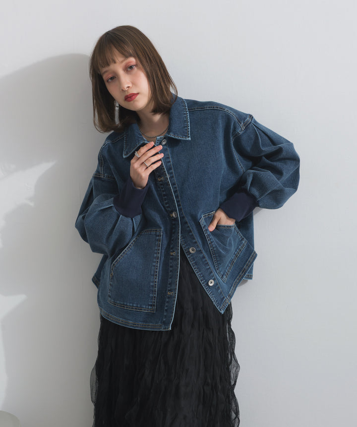 リブスリーブデニムジャケット