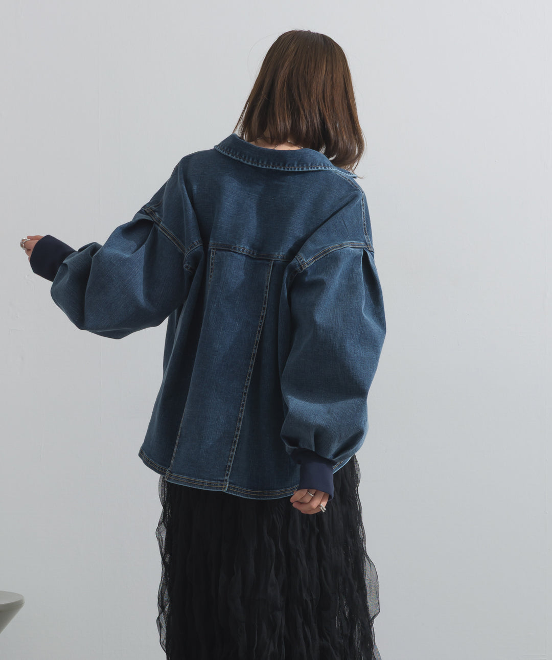 リブスリーブデニムジャケット