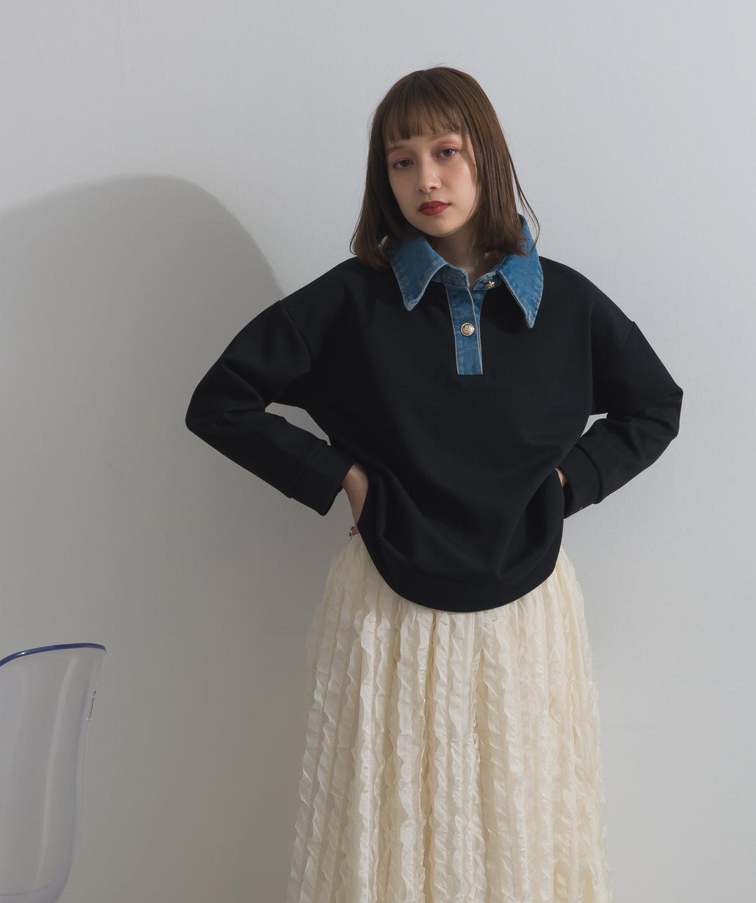 デニムドッキングポンチプルオーバー