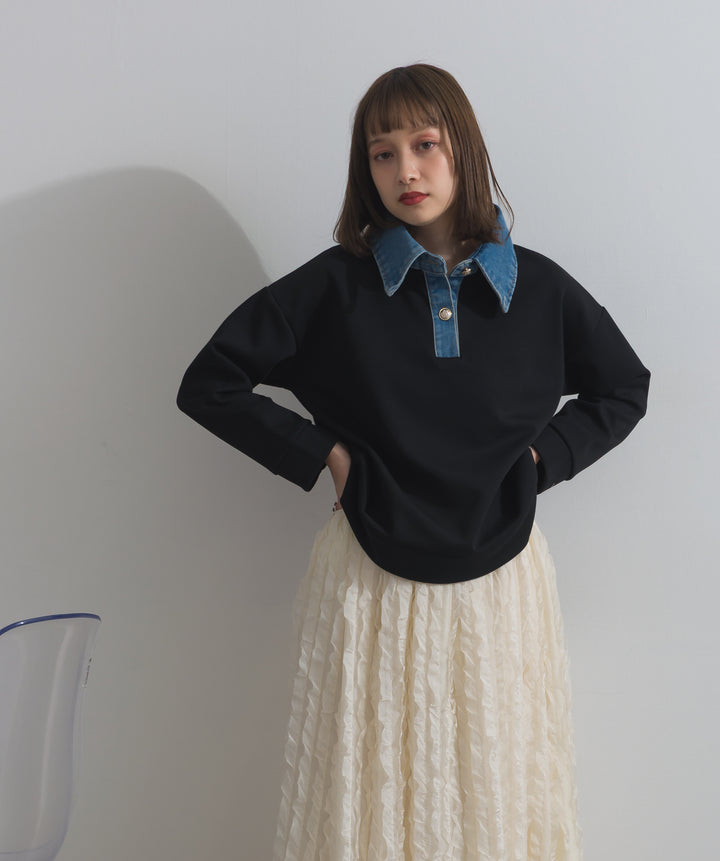 デニムドッキングポンチプルオーバー