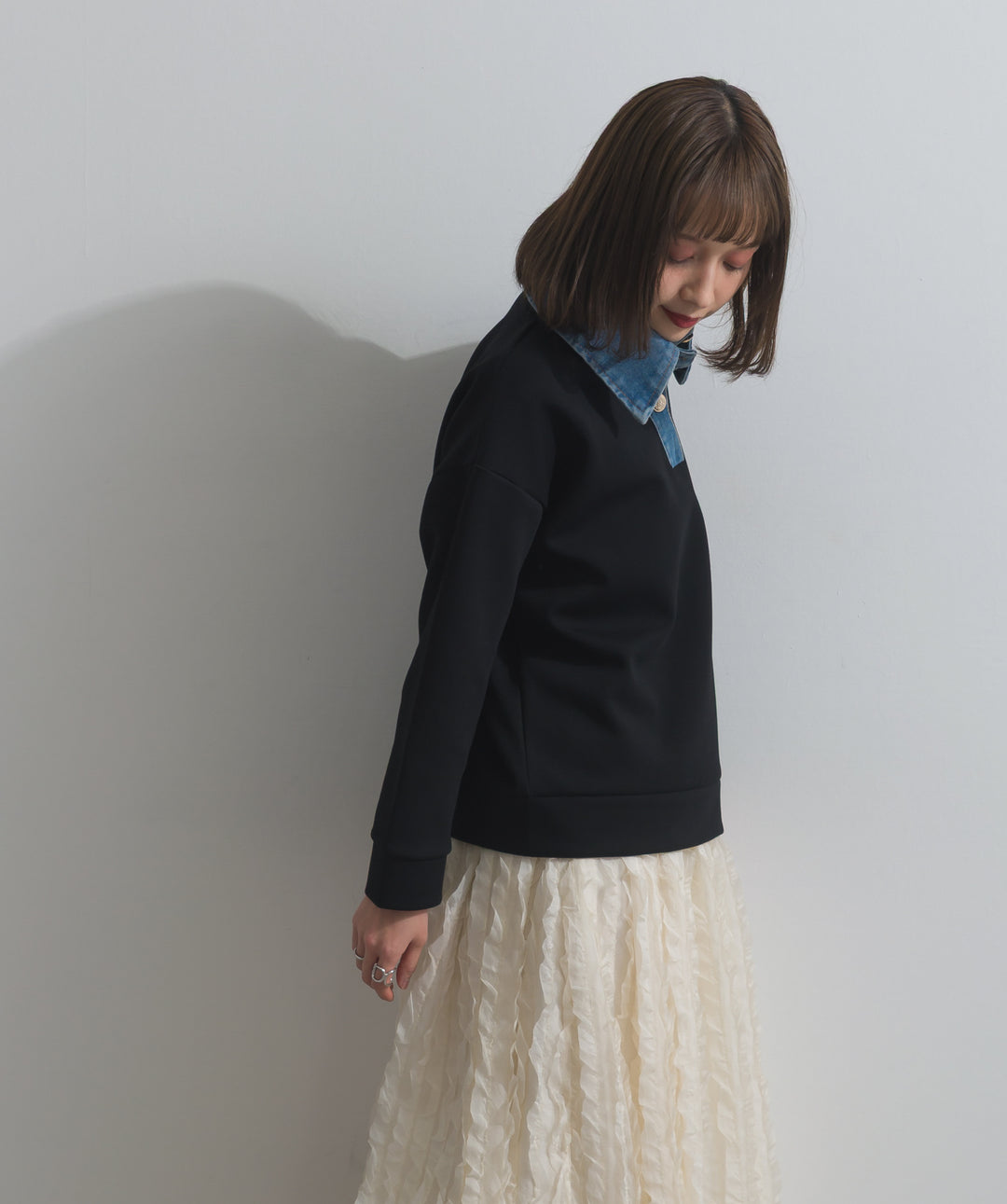 デニムドッキングポンチプルオーバー