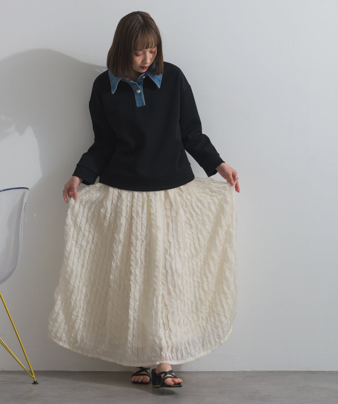 デニムドッキングポンチプルオーバー