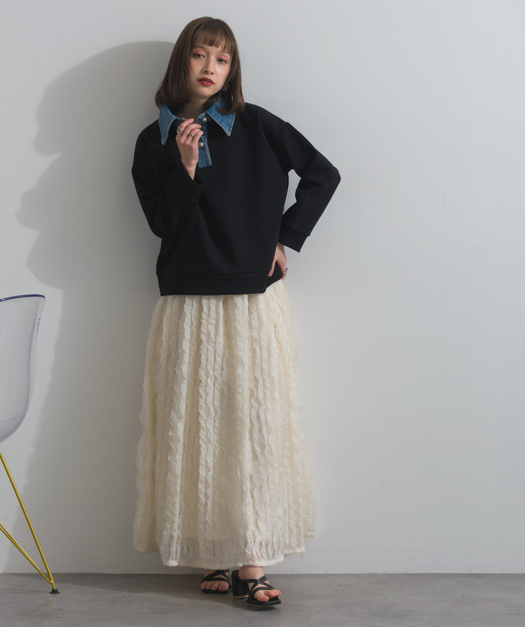 デニムドッキングポンチプルオーバー