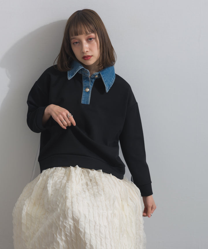 デニムドッキングポンチプルオーバー