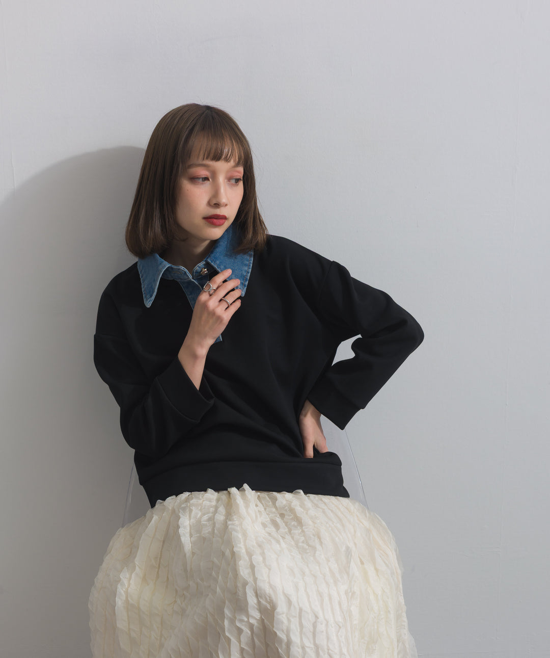 デニムドッキングポンチプルオーバー