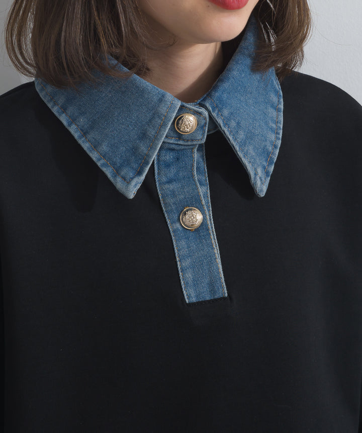 デニムドッキングポンチプルオーバー