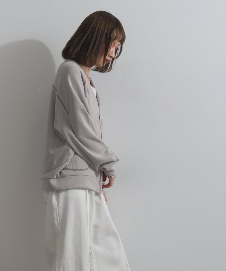 アクセントステッチZIPカーディガン