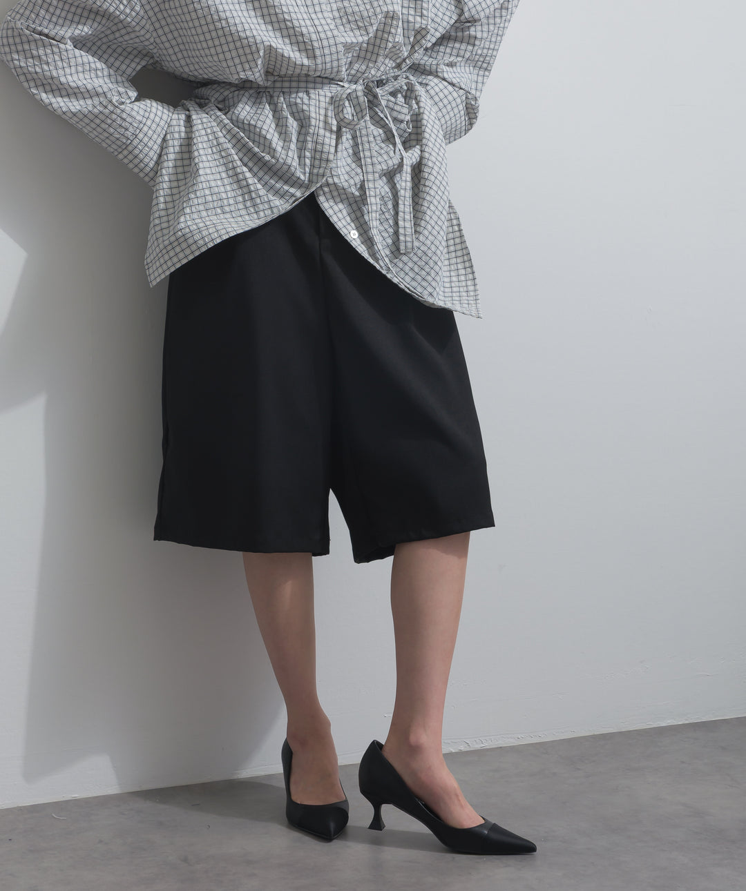 タックワイドハーフパンツ