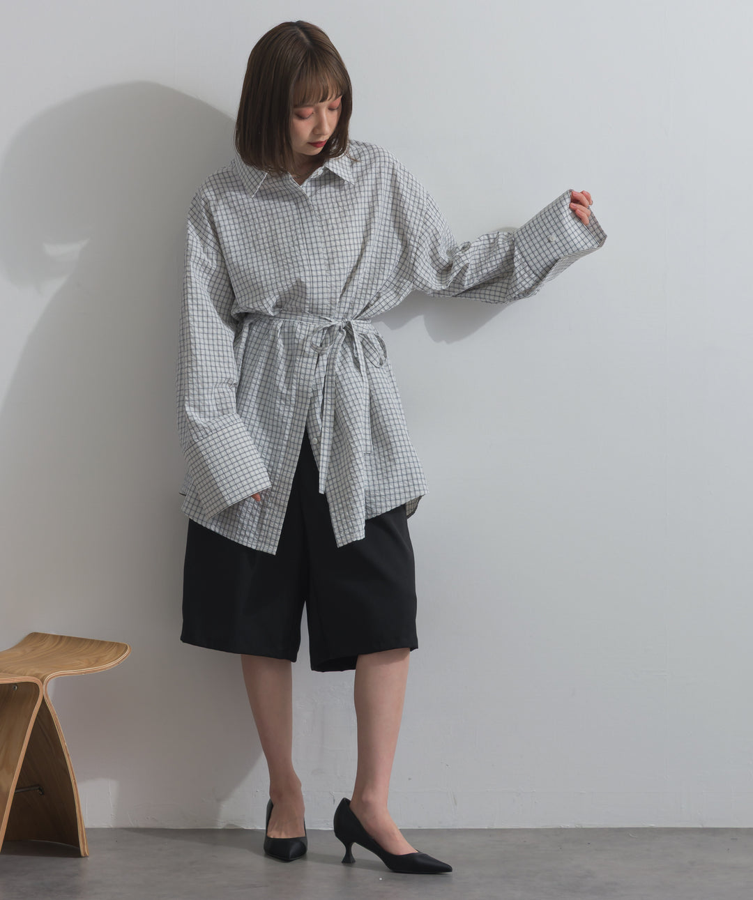 タックワイドハーフパンツ