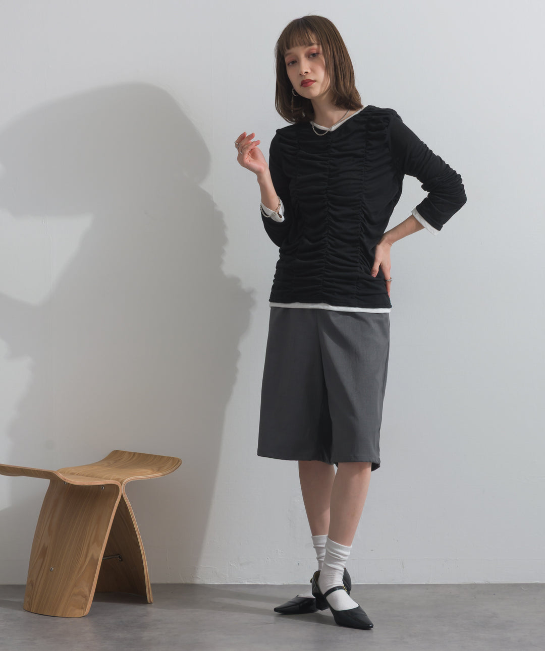 タックワイドハーフパンツ