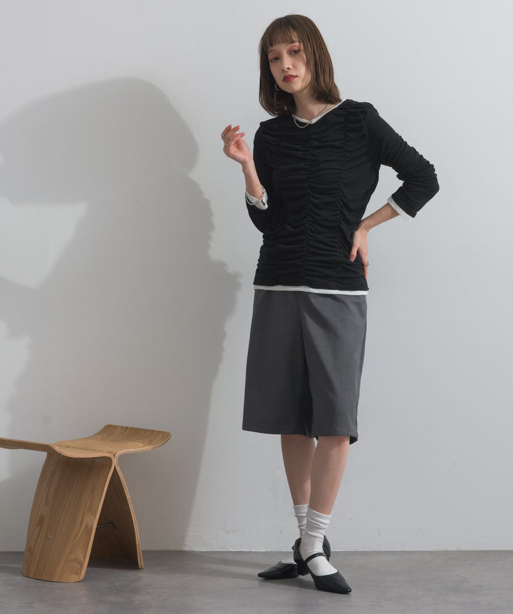 タックワイドハーフパンツ