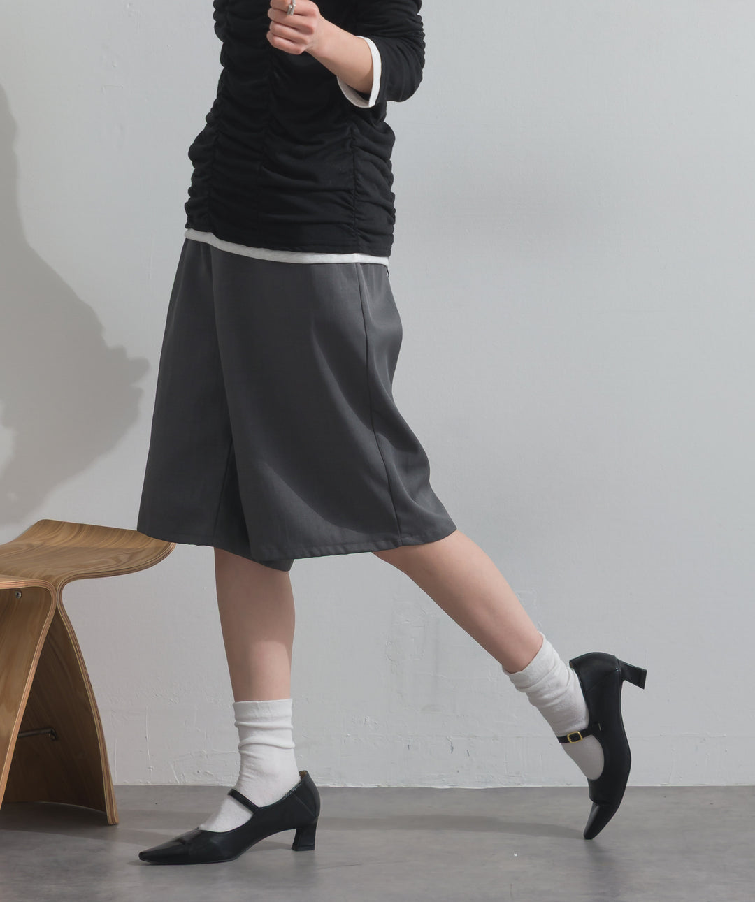タックワイドハーフパンツ