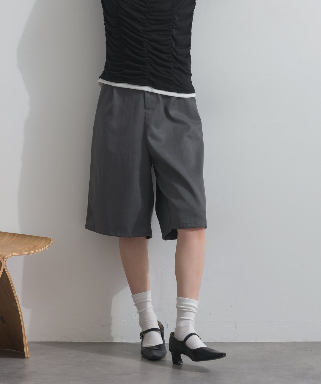 タックワイドハーフパンツ