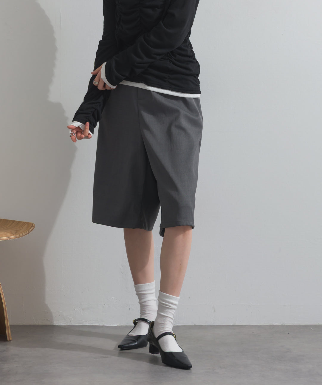 タックワイドハーフパンツ