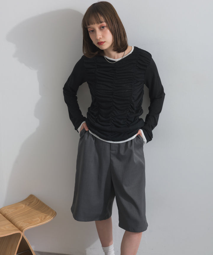 タックワイドハーフパンツ
