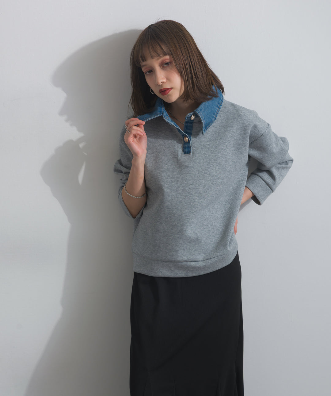 デニムドッキングポンチプルオーバー