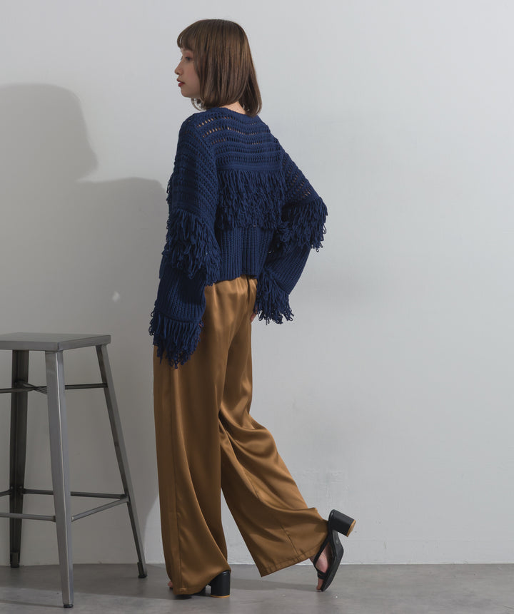 フリンジデザインメッシュニット