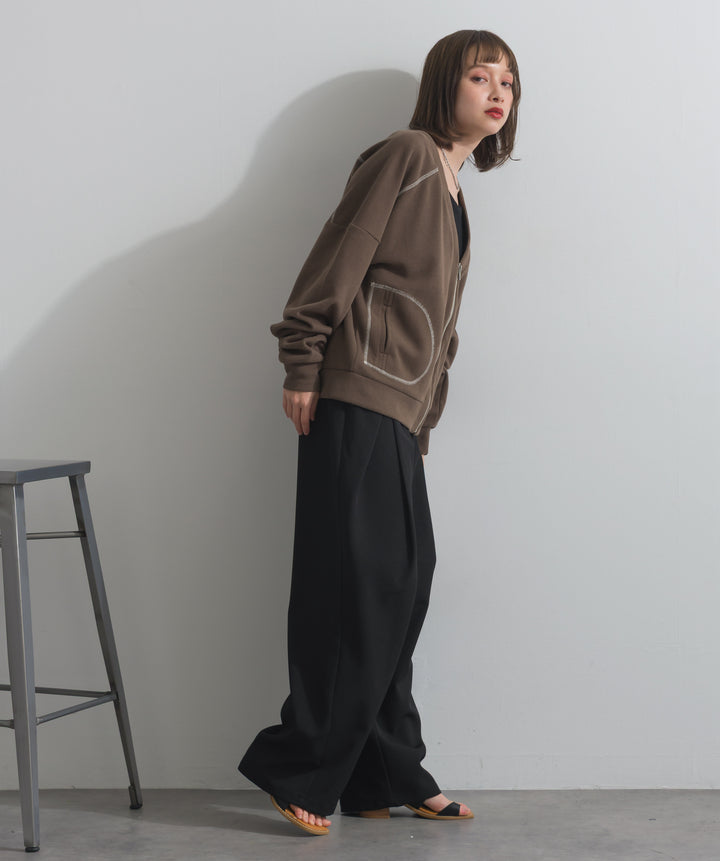アクセントステッチZIPカーディガン